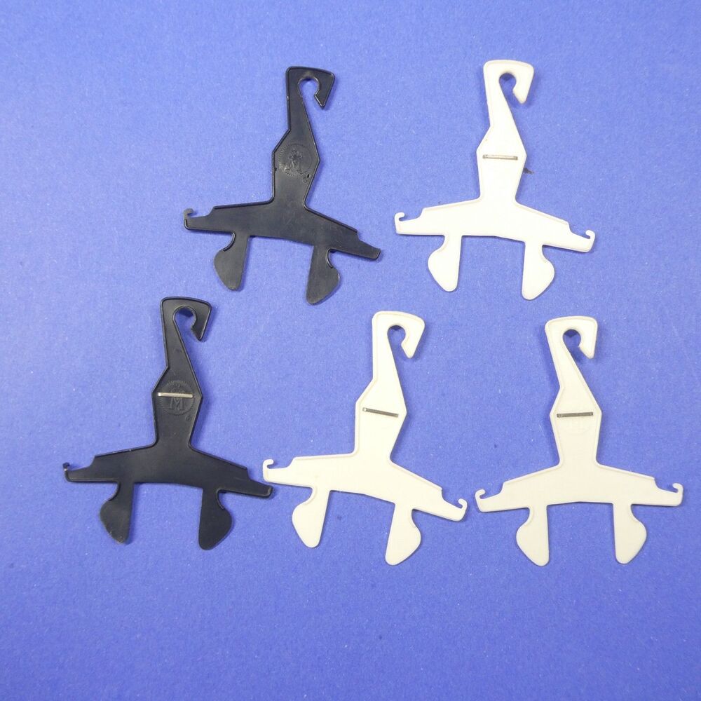 6 Barbie Clothes Pak Hangers White & Black Plastic Vintage 1960s